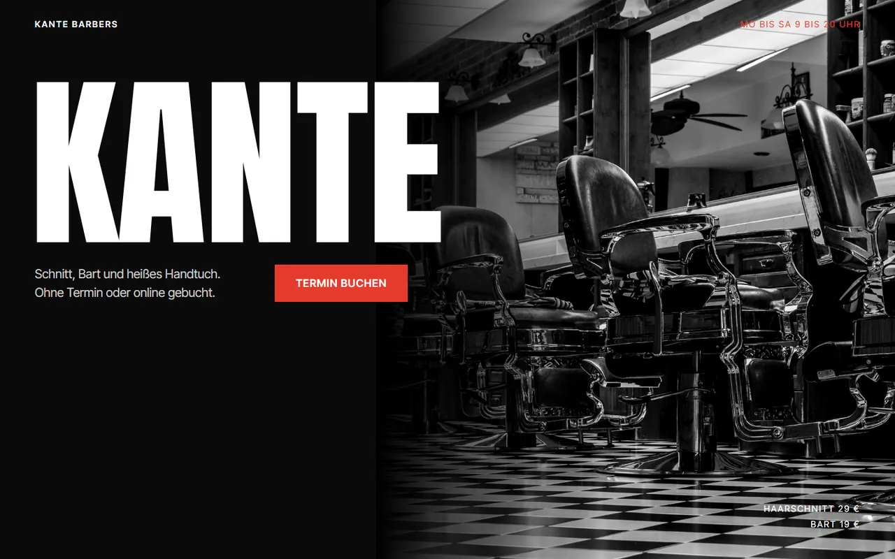Beispielentwurf für die Branche Barbershop: Kante Barbers