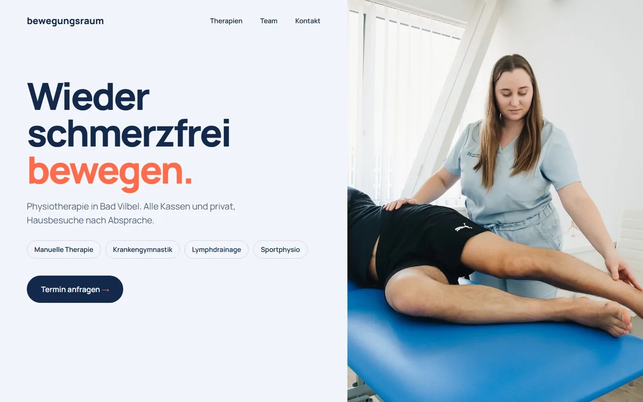 Beispielentwurf für die Branche Physiotherapie: Bewegungsraum