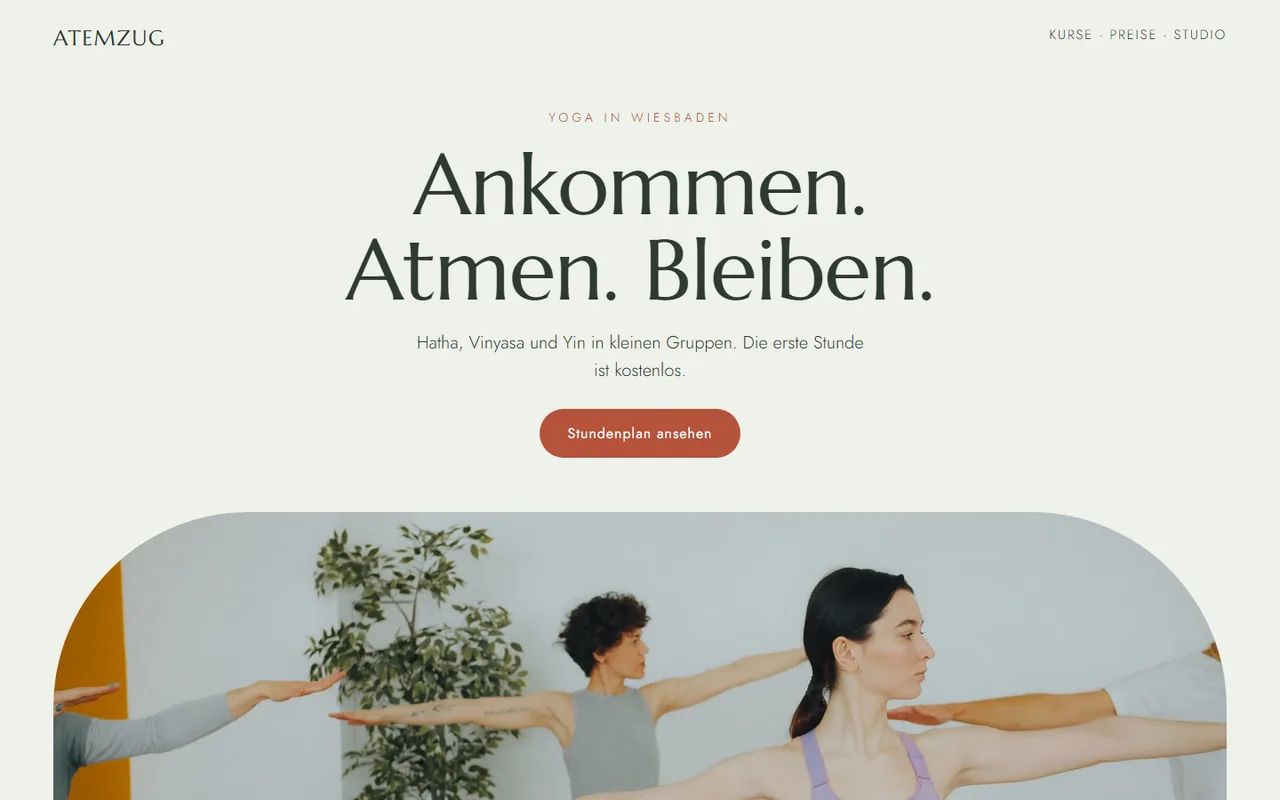 Beispielentwurf für die Branche Yogastudio: Atemzug